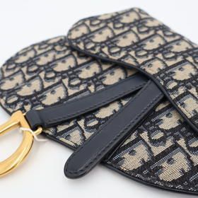 Christian DIOR Oblique Saddle Waist Pouch Jacquard Navy
