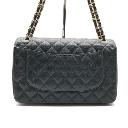 Chanel CC Logo Big Quilted Caviar Leather Chain Shoulder Bag Black