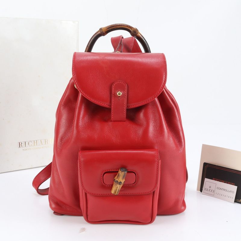 Richard Kyoto Store Gucci Control Card Bamboo Leather Mini Backpack Sac