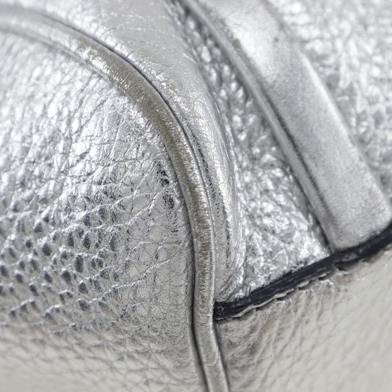 Celine Logo Plate Calf Silver Ladies Handbag