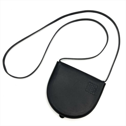 Loewe Heel Pouch Mini Shoulder Bag Leather 102208 Engraved Black Wallet Women