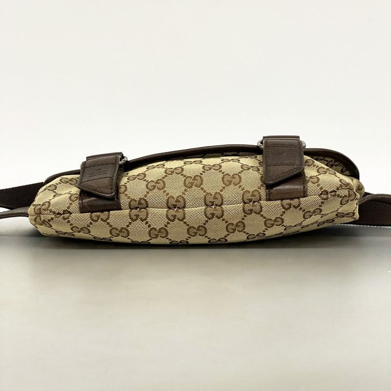 Gucci Waist Bag GG Canvas 145851 Canvas Brown Silver Hardware Women