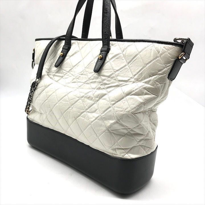 Chanel CC Logo Quilted Gabriel 2-Way White Bicolor Purse