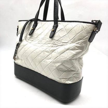Chanel CC Logo Quilted Gabriel 2-Way White Bicolor Purse