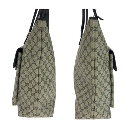 Gucci Beige Brown Silver Hardware GG Supreme Canvas 108832 Tote Bag Shoulder
