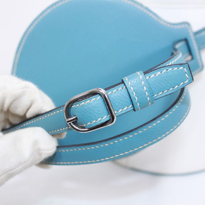 Hermes Firming PM Vaux Epson Blue And White Handbag Silver