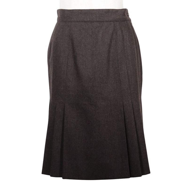 Chanel Flared P03640v03532 Wool Brown Women's Skirt
