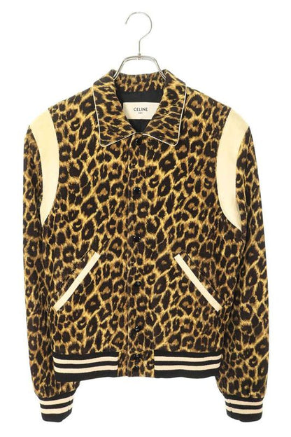 Celine 2v191223d Leopard Corduroy Teddy Blouson Men's 44