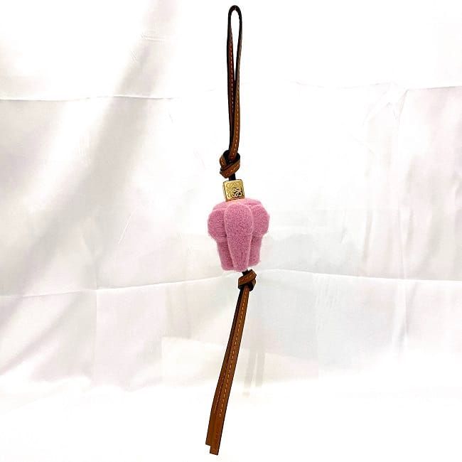 Loewe Elephant Bag Charm Pink Brown Anagram