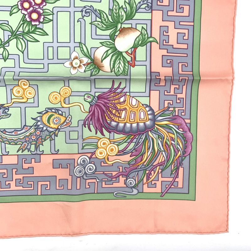 Hermes Scarf Carre 90 2002 Turandot Natsunohidaka Orange Blue Turandot Pink