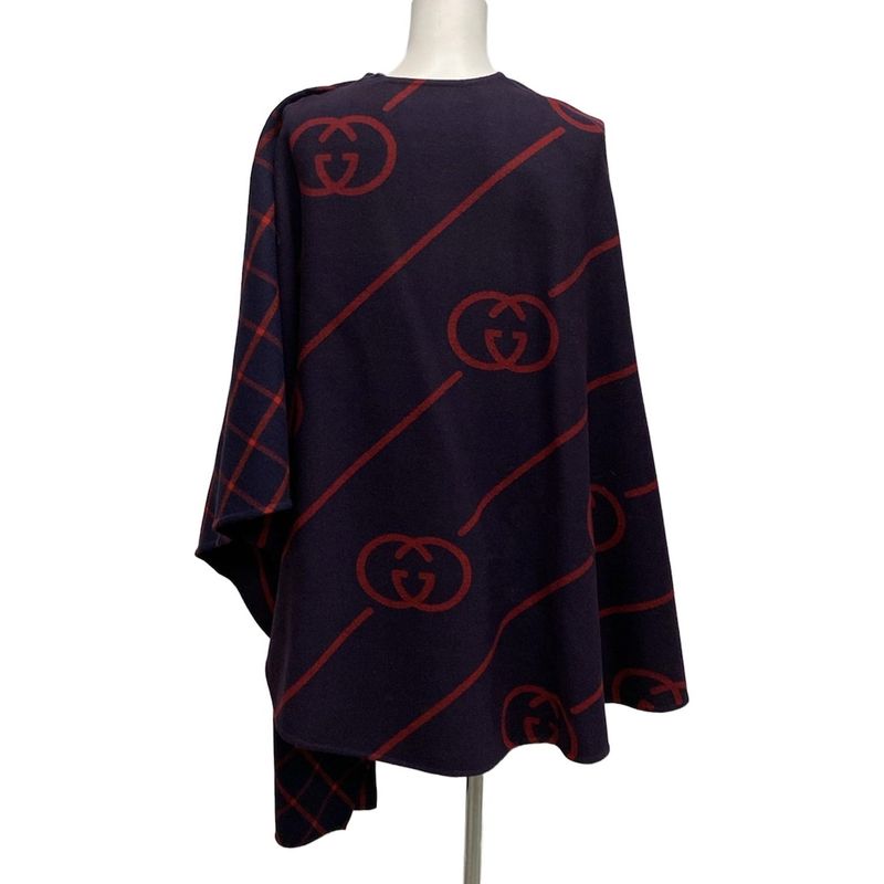 Gucci Poncho Size 36 S Women - 569213 Zabxv Purple And Red Cape/gg Pattern/check