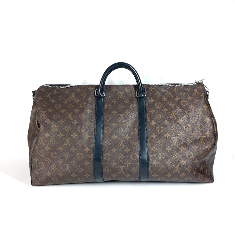 Louis Vuitton Boston Bag Keepall Bandoliere 55 M56714 Monogram Macassar Canvas