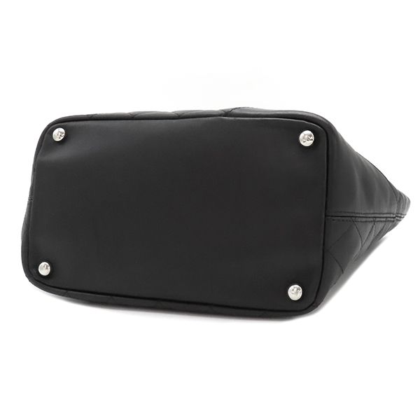 Chanel Tote Bag Cambon Line Medium Leather Enamel Black Silver Hardware Black