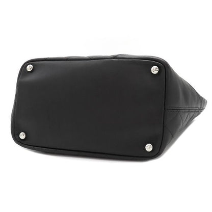 Chanel Tote Bag Cambon Line Medium Leather Enamel Black Silver Hardware Black