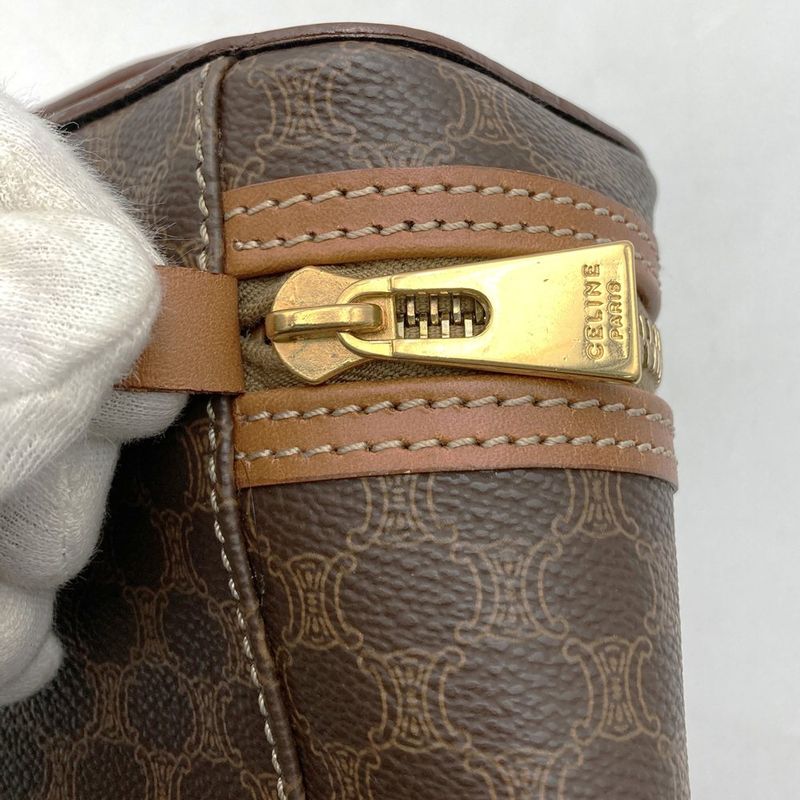 Celine MC96 Vanity Bag Handbag Cosmetic Pouch Macadam PVC Brown Ladies Men