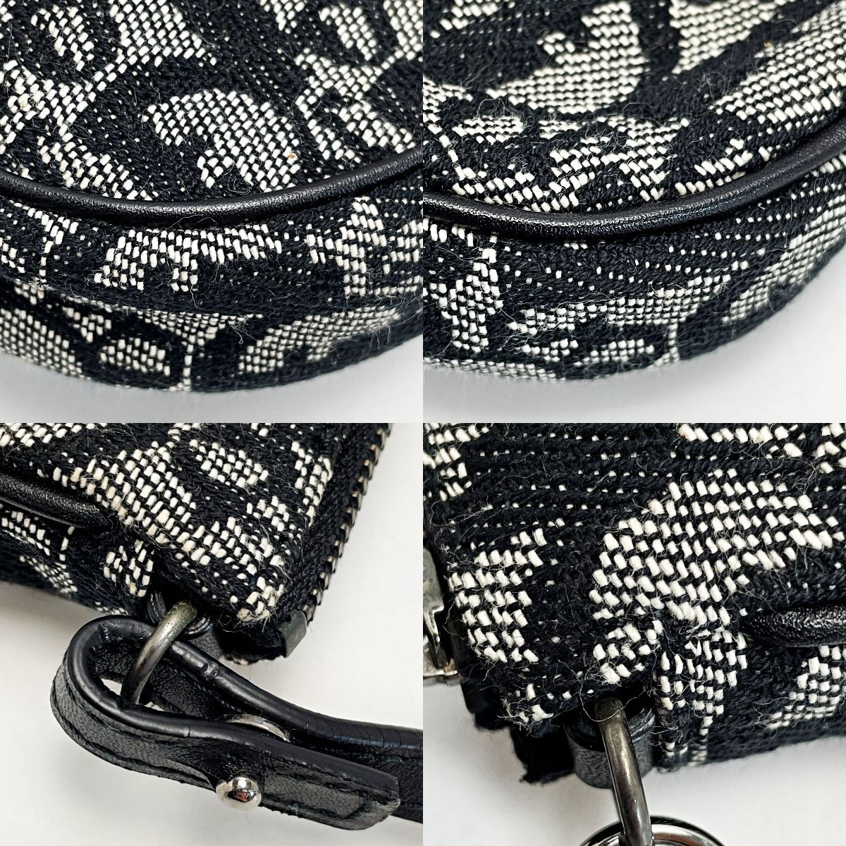 Christian Dior Trotter Mc0032 Navy Saddle Bag Canvas X Leather Ladies