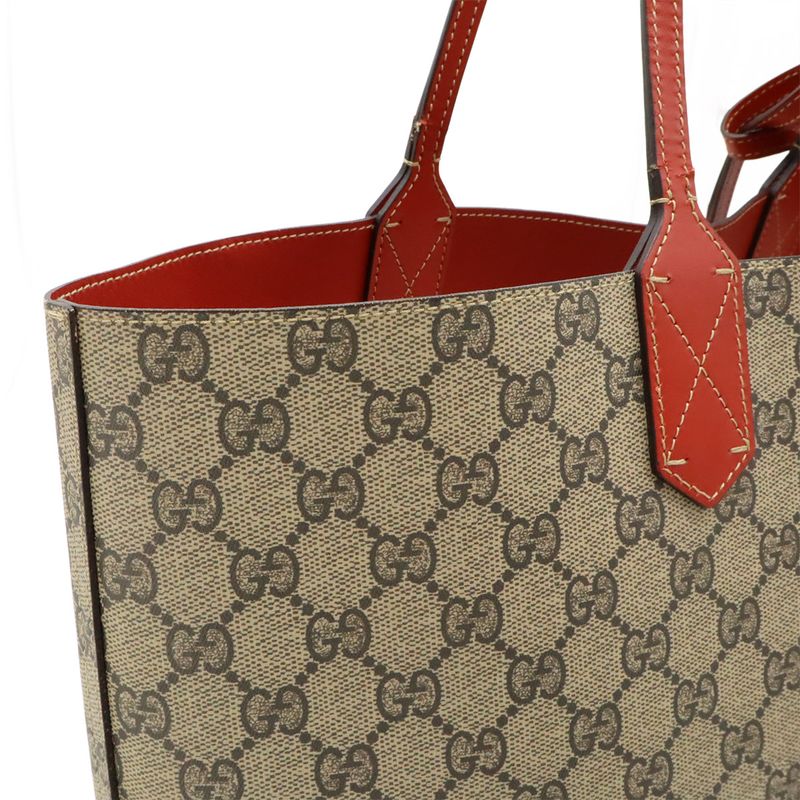 Gucci GG Supreme Reversible Tote Bag Shoulder Tote Semi Shoulder PVC Leather