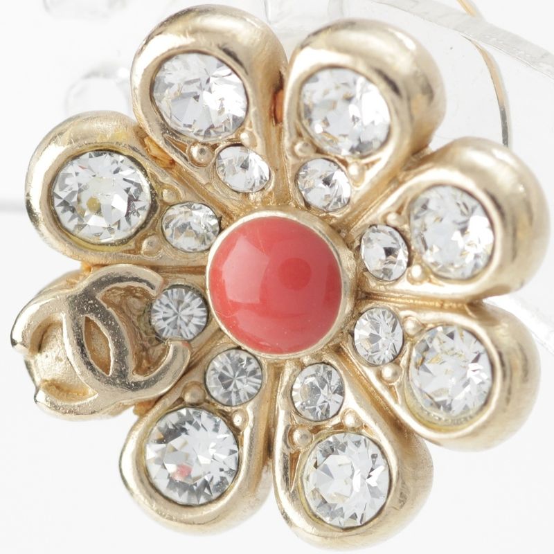 Chanel 18C GP Coco Mark Flower Motif Earrings Accessories Gold