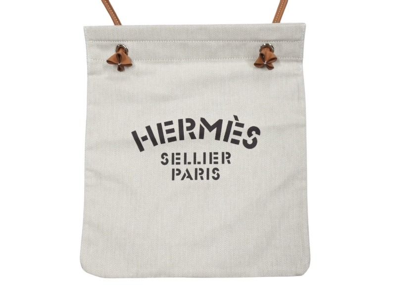 Hermes Aline MM Shoulder Bag H Plume Canvas Ivory Brown — view 2