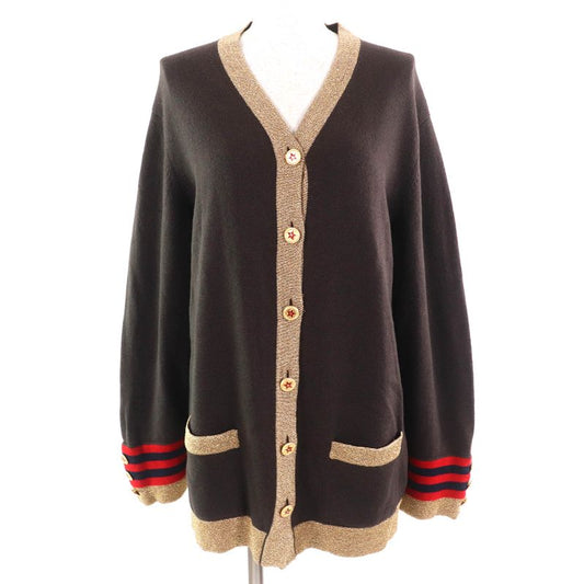CHANEL 09A P36174 88% Cashmere Coco Mark Star Button Knit Cardigan Dark Brown