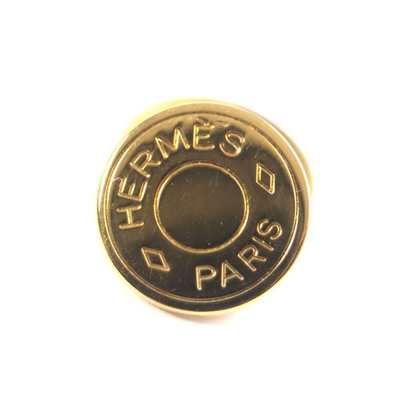 Hermes Bijouterie Fantaisie Serie Motif Round Shape Cufflinks Button Gold With