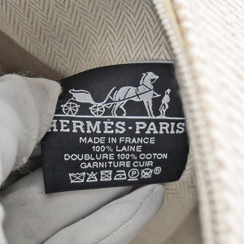 Hermes Brid A Black GM Au-carre Handbag Pouch Seigle Beige Ladies Men's