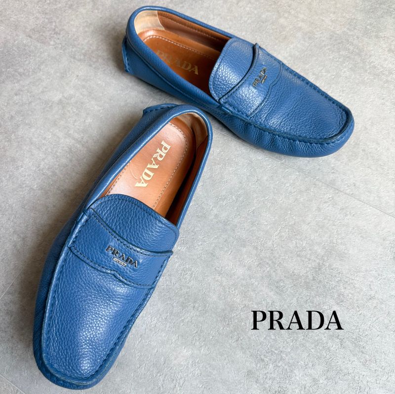 Prada Driving Shoes Loafers Slip-on Leather Genuine Leather 6 26cm (10.24in)