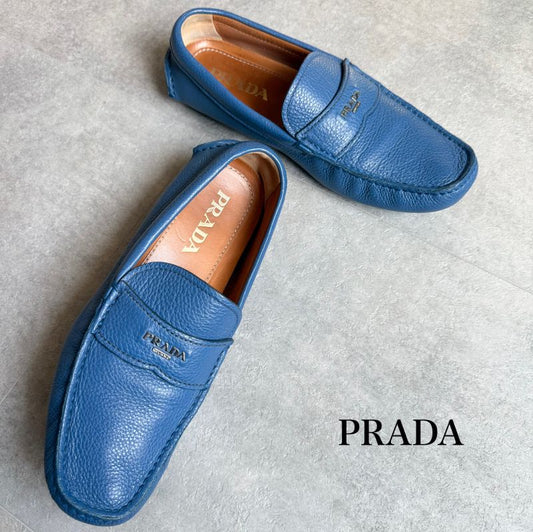 Prada Driving Shoes Loafers Slip-on Leather Genuine Leather 6 26cm (10.24in)