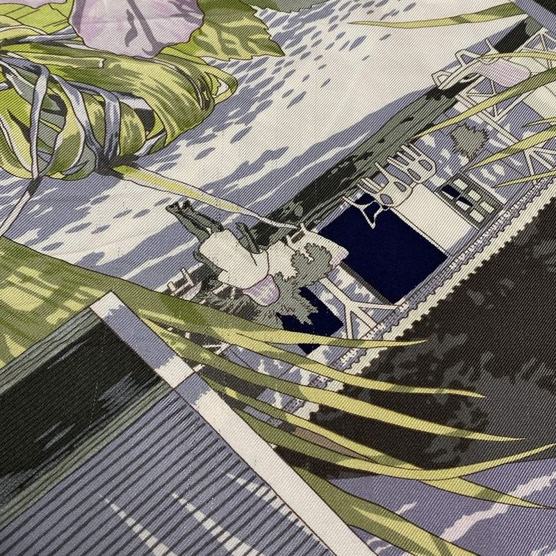 Hermes Long Sleeve Shirt Blouse Size 36 S Women's - Ivory Purple And Multi Silk