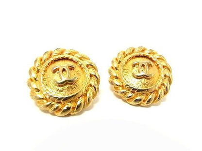 Chanel Coco Mark Button Men's Women's Gold Be8032