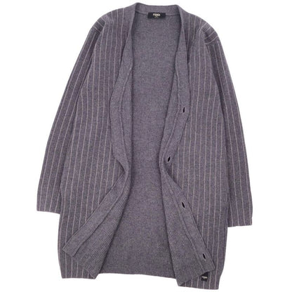Fendi Knit Long Cardigan With Ball Chain