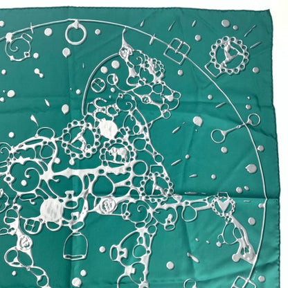 Hermes Carre 90 Cheval Fusion Cheval Fusion Green Silk Scarf