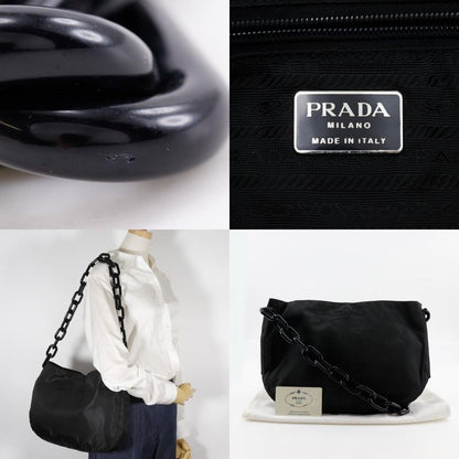 Prada Chain Shoulder B6431 Nylon And Plastic NERO Black Ladies Shoulder Bag