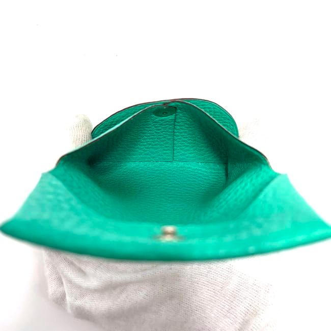 Hermes Coin Case Bastia Green Mint Excellent Condition Coin Purse Leather