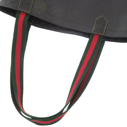 Gucci Old Gucci Sherry Line Micro GG 002-63-0048 PVC Black Tote Bag Black 0769