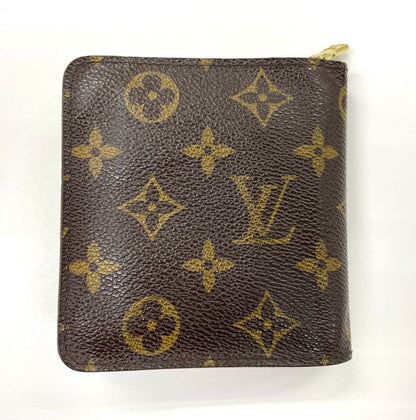 Louis Vuitton Monogram Compact Zipped Folding Wallet M61667 Brown Made In Spain
