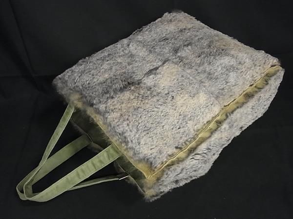 Chanel Coco Mark Rabbit Fur Tote Handbag With Pouch Ladies Grayish As4316