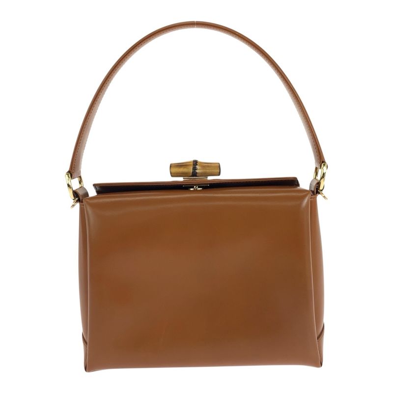 Gucci Vintage Bamboo Brown Gold Hardware Leather 000 926 0175 Handbag Shoulder