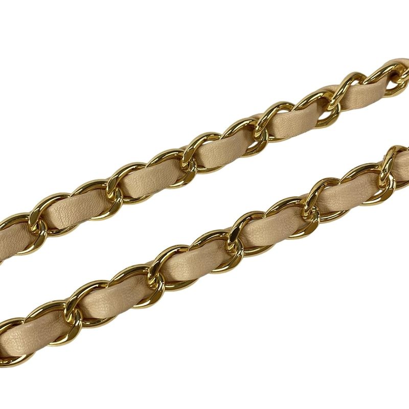 Chanel Shoulder Bag Double Flap Matelasse A01112 Beige Chain Shoulder/gold