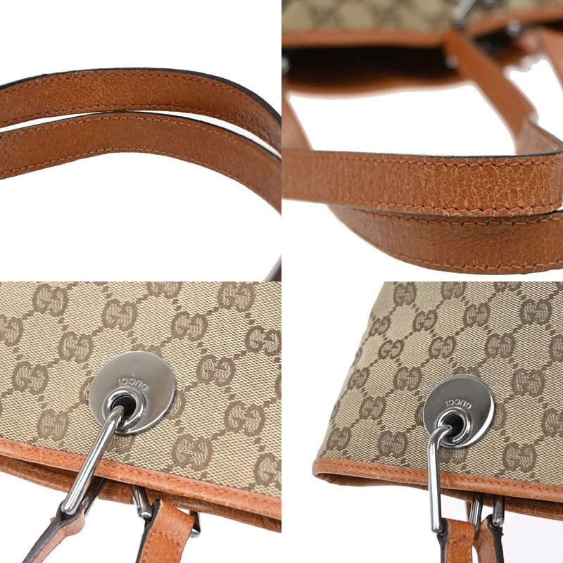 Gucci Shoulder Tote Bag Canvas Leather Brown 36ka917