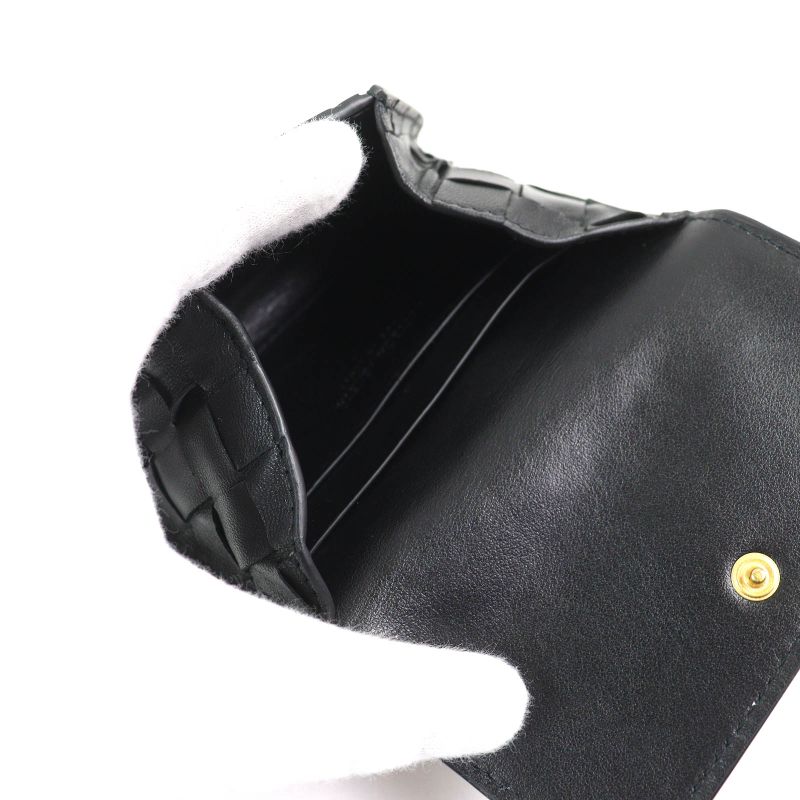 Bottega Veneta Intrecciato Compact Wallet Leather Coin Case Black Storage With