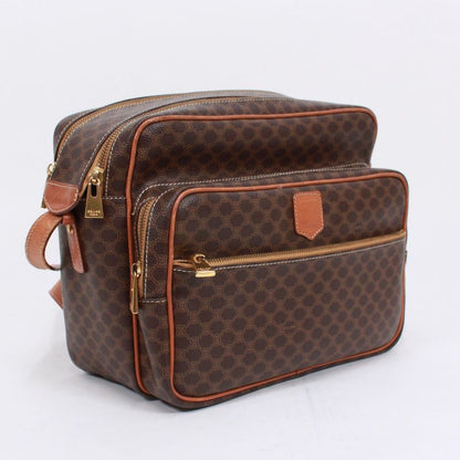 Celine Macadam Leather X PVC Brown Shoulder Bag Gold