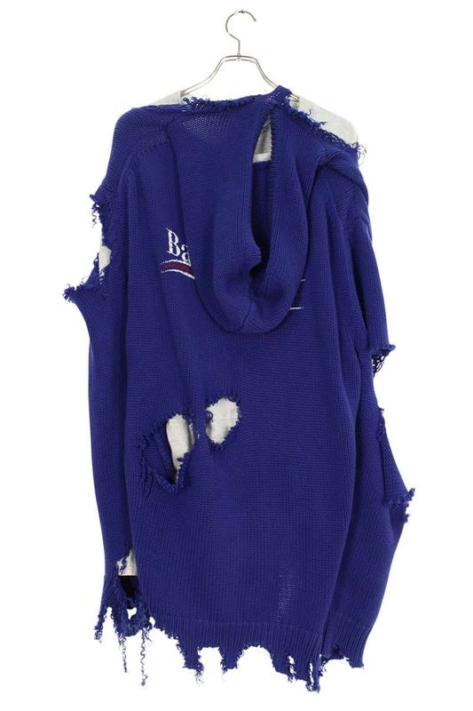 Balenciaga 21AW 662718 T3212 Campaign Logo Destroyed Layered Hoodie Men's XS