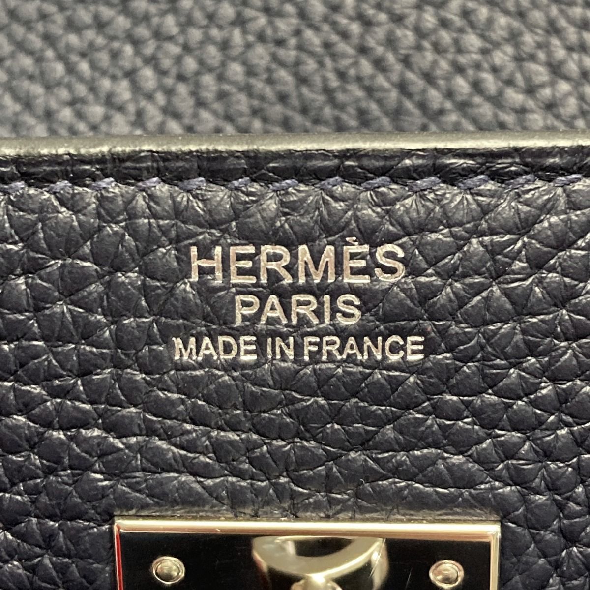 Hermes Birkin 30 Verso Handbag Blue Nuit C Engraved Taurillon Clemence