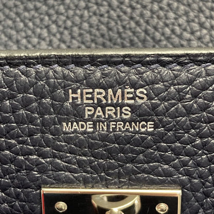 Hermes Birkin 30 Verso Handbag Blue Nuit C Engraved Taurillon Clemence