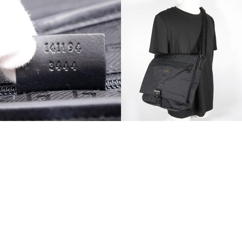 Gucci 141194 Nylon Canvas Black Unisex Shoulder Bag