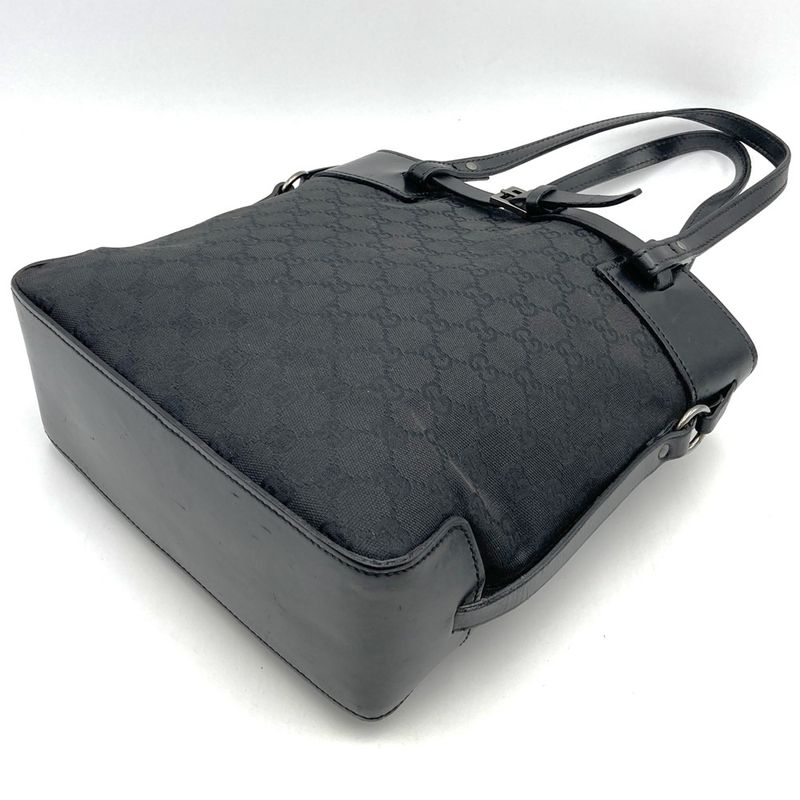 Gucci 107757 Handbag Tote Bag GG Canvas Black Ladies Men