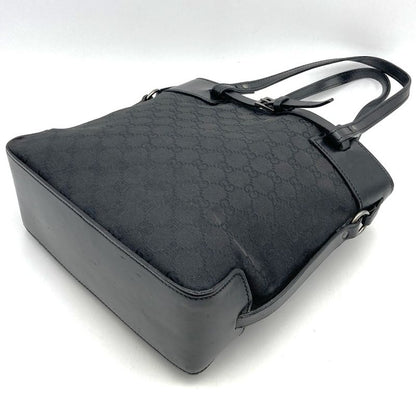 Gucci 107757 Handbag Tote Bag GG Canvas Black Ladies Men