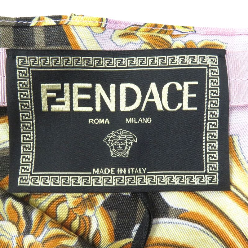 Fendace 22SS Fq7251 100% Silk Fendi Versace F Logo Zucca Pattern Baroque