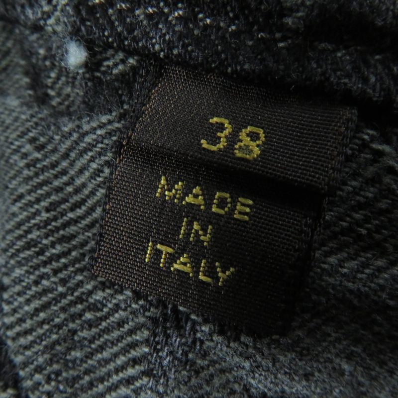 Louis Vuitton 100% Cotton Monogram Denim Pants With Logo Button Indigo Black 38